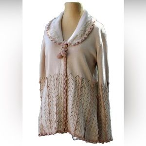 Storybook Knits Cardigan Beige Sweater Exclusive Design Womens Size Large